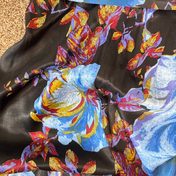 Free People Women's Size 4 Satiny Wide Leg Jumpsuit All Over Rose Print Boho - Picture 8 of 12